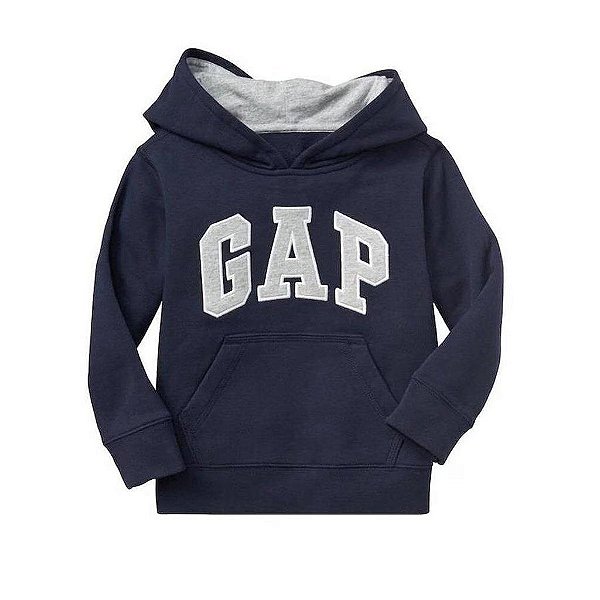 ROUPA INFANTIL GAP BLUSA MOLETOM AZUL MARINHO GORRO LOGO CINZA