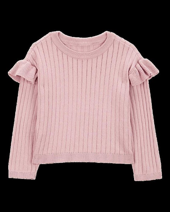 ROUPA INFANTIL MENINA CARTERS SUÉTER LÃ ROSÊ BABADO OMBRO