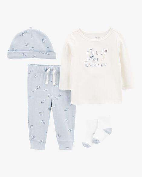 CONJ 4 PÇS CARTER?S FULL OF WONDER MENINO MEIA E TOUCA