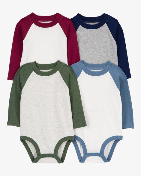 KIT 4 BODYS CARTER?S COLORIDOS MANGA LONGA ? BEBÊ MENINO