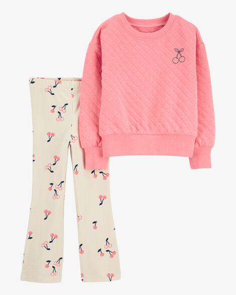 ROUPA INFANTIL MENINA CARTERS CONJ 2 PÇS BLUSA E LEGGING CEREJA