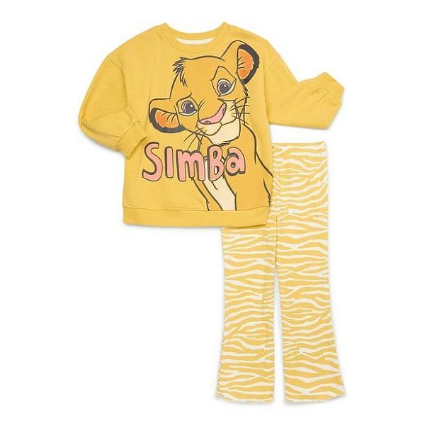 CONJUNTO INFANTIL MENINA REI LEÃO ? MOLETOM E LEGGING CONFORTÁVEIS