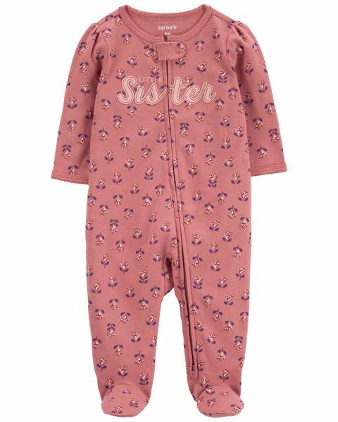 MACACÃO INFANTIL MENINA CARTERS ALGODÃO ROSÊ LITTLE SISTER
