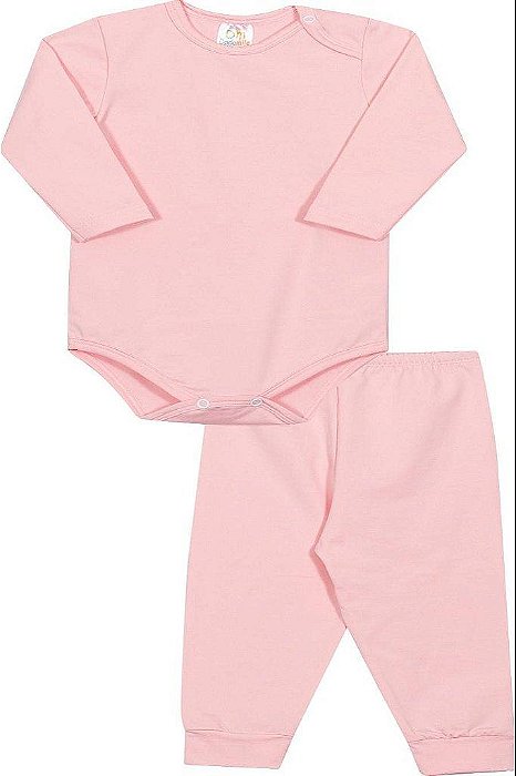 CONJUNTO INFANTIL MENINA DADOMILE 2 PEÇAS ? BODY ROSA TÉRMICO