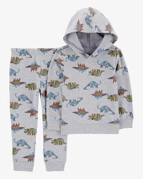 CONJ CARTERS 2 PÇS MOLETOM CINZA DINO ROUPA INFANTIL