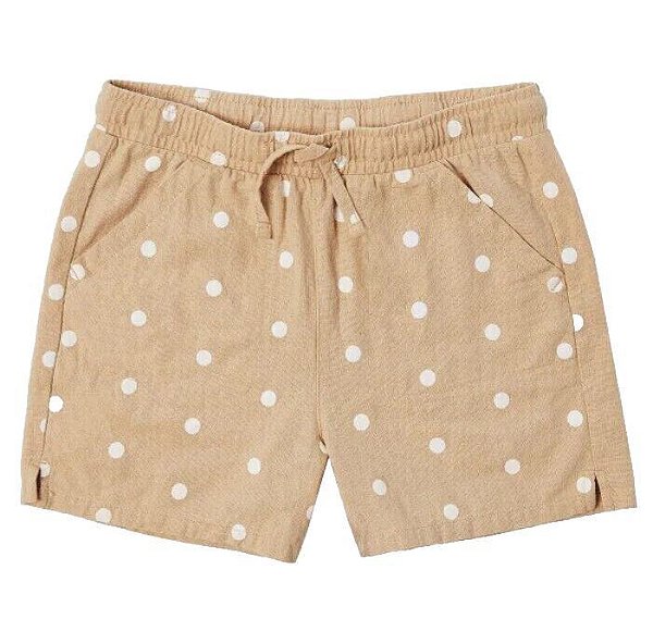 SHORTS INFANTIL MENINA COOL ? LINHO BEGE POÁ CONFORTÁVEL