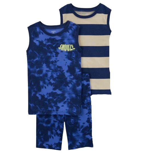 PIJAMA CARTERS 3 PEÇAS AZUL REGATA SNOOZE LEVE E DIVERTIDO