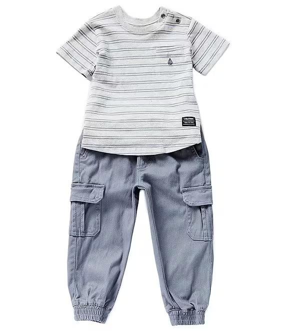 CONJUNTO INFANTIL MENINO VOLCOM CAMISETA CINZA ? 2 PEÇAS