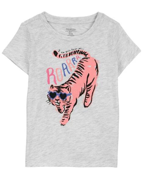 CAMISETA INFANTIL MENINA CARTER?S CINZA TIGRE ROAR MANGA CURTA
