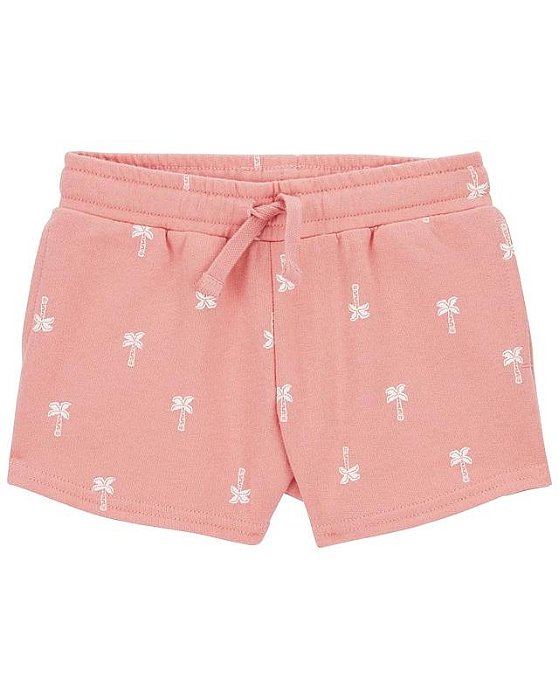 SHORTS INFANTIL MENINA CARTERS ROSÊ ALGODÃO ESTAMPA COQUEIROS