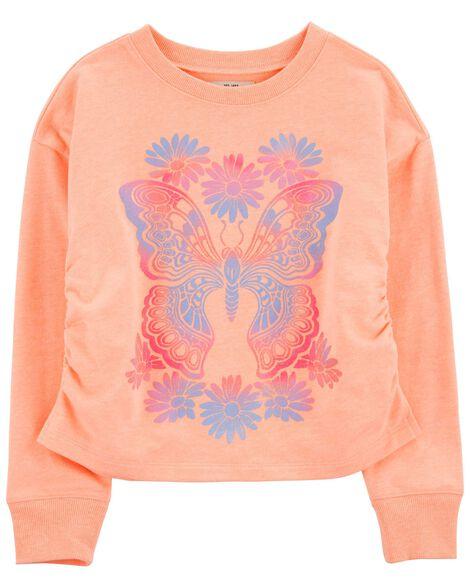 ROUPA INFANTIL MENINA CARTERS BLUSA MOLETOM LARANJA BORBOLETA