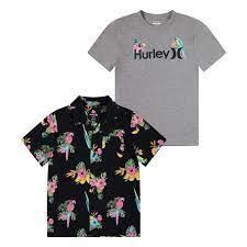CONJUNTO INFANTIL HURLEY CAMISETA + CAMISA ARARA ESTAMPADA