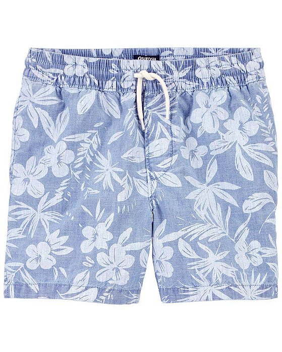 BERMUDA CARTERS INFANTIL AZUL ESTAMPA DE FOLHAS MENINO VERÃO