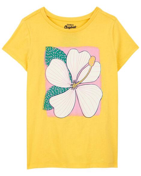 CAMISETA INFANTIL MENINA CARTER?S AMARELA FLOR MANGA CURTA