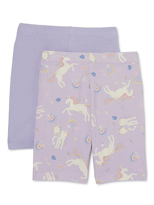 KIT 2 SHORTS WONDER NATION INFANTIL LILAS E ESTAMPA UNICORNIO