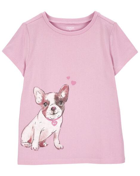 CAMISETA INFANTIL MENINA CARTERS ROSA CACHORRO MANGA CURTA