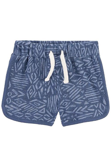 SHORTS INFANTIL MENINA CARTERS AZUL ESTAMPA GEOMÉTRICA ALGODÃO