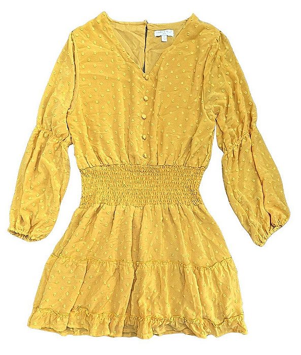 VESTIDO INFANTIL MENINA CHELSEA & VIOLET AMARELO POÁ ELEGANTE E CONFORTÁVEL