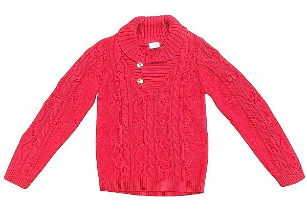 CARDIGAN INFANTIL EDGEHILL VERMELHO EM LÃ COM BOTÕES MENINO