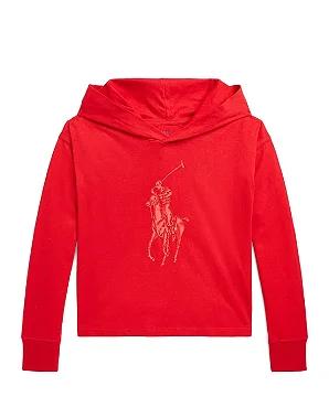 CAMISETA INFANTIL RALPH LAUREN MENINA VERMELHA COM GORRO ESTILOSO