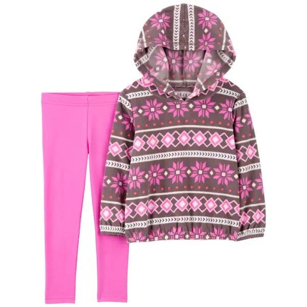 CONJUNTO INFANTIL MENINA CARTERS BLUSA FLEECE ROSA GEOMÉTRICO