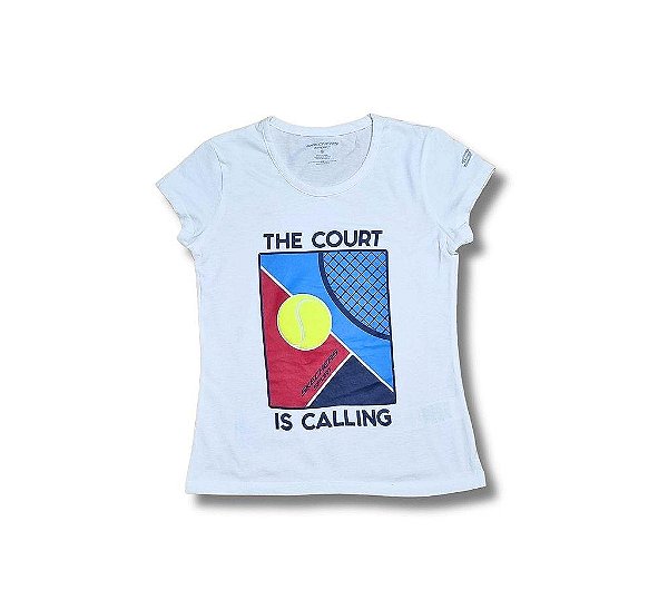 CAMISETA INFANTIL SKECHERS BRANCA THE COURT MENINA ESTILOSA