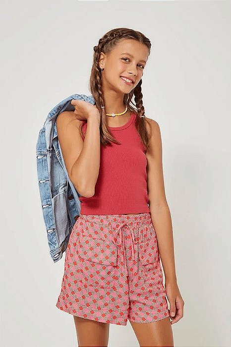 ROUPA INFANTIL MENINA YOBOH REGATA CROPPED CANELADO BÁSICO MARSALA