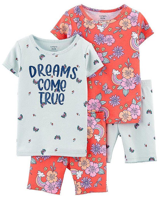 PIJAMA INFANTIL MENINA 4 PEÇAS CARTERS DREAMS COME TRUE