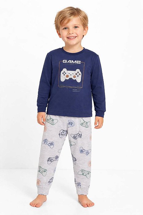 PIJAMA INFANTIL MENINO DADOMILE AZUL GAME CONTROLE