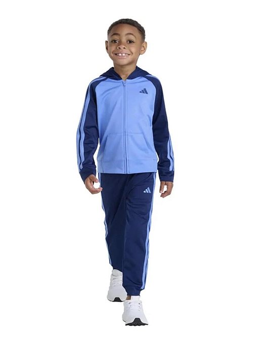 CONJUNTO 2 PÇS ADIDAS AZUL DRY FIT COM GORRO FORRADO FLEECE