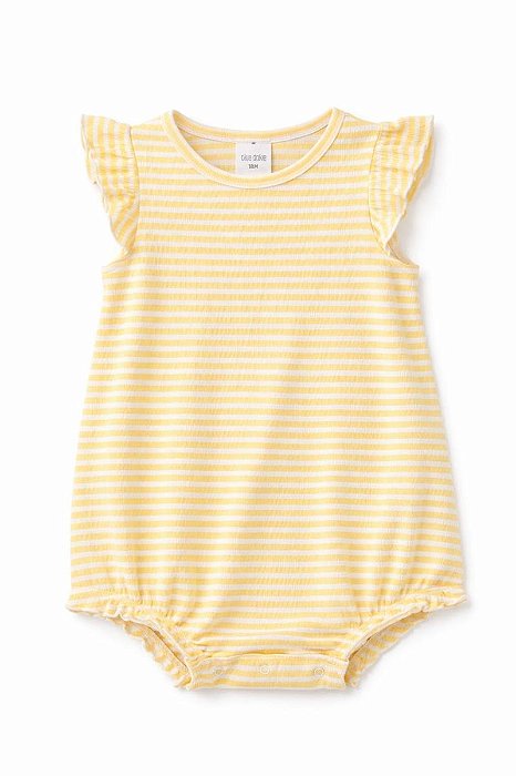 ROMPER MENINA OKIE DOKIE AMARELO LISTRAS CANELADO