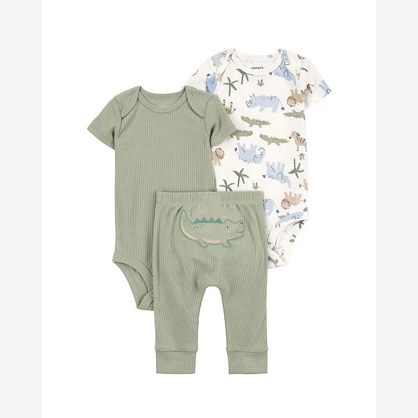 CONJUNTO MENINO CARTERS 3 PÇS JACARÉ BODY E CALÇA