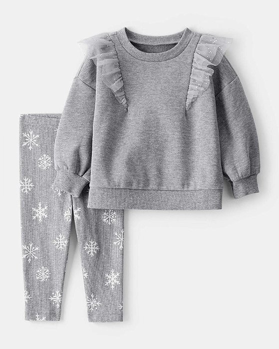CONJUNTO 2 PÇS MENINA CARTERS MOLETINHO CINZA GLITER COM LEGGING