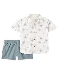 CONJUNTO 2 PÇS MENINO CARTERS CAMISA COQUEIRO BERMUDA SARJA