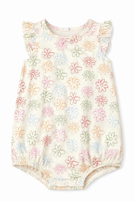 ROMPER MENINA OKIE DOKIE BEGE FLOR