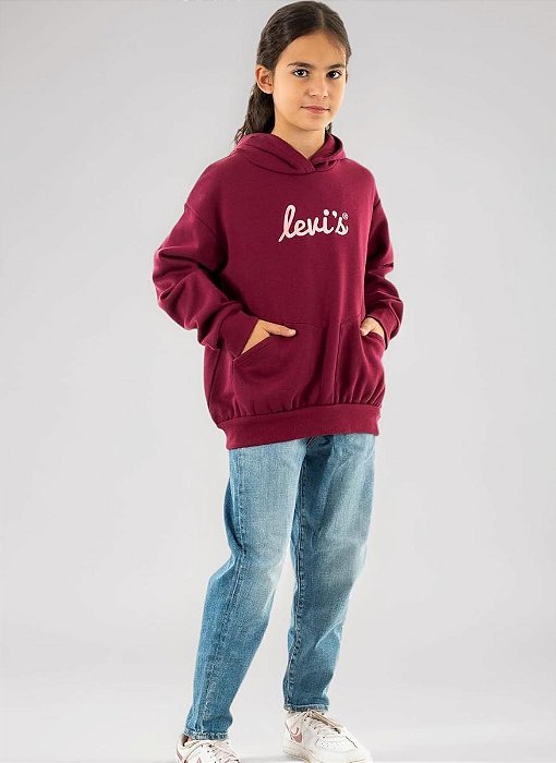 MOLETOM MENINA LEVIS BORDÔ LOGO