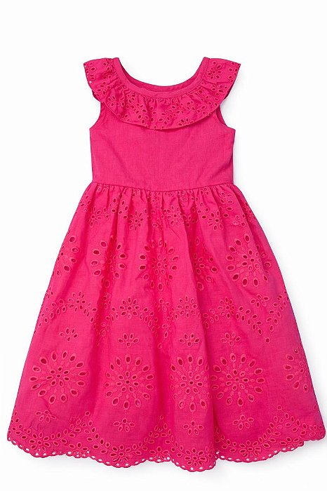 VESTIDO MENINA BLUEBERI PINK RENDA