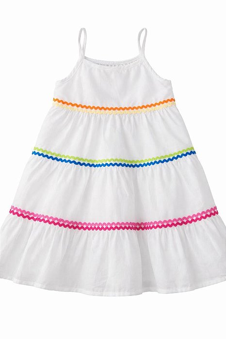 VESTIDO MENINA WONDER NATION BRANCO RENDAS COLORIDAS