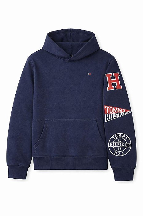 BLUSA MOLETOM TOMMY HILFIGER AZUL MARINHO COM GORRO