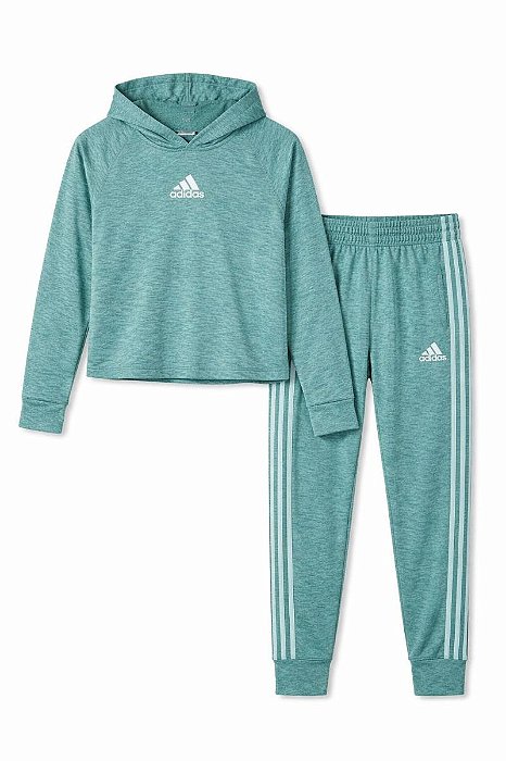 CONJUNTO 2 PÇS MENINA ADIDAS VERDE ELASTANO COM GORRO