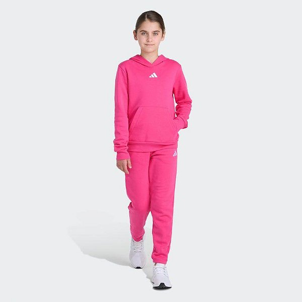 CONJUNTO MENINA ADIDAS 2 PÇS PINK MOLETOM FORRADO FLEECE