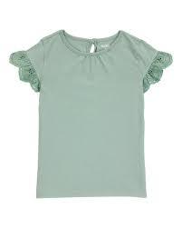 CAMISETA MENINA OSHKOSH VERDE RENDA NAS MANGAS