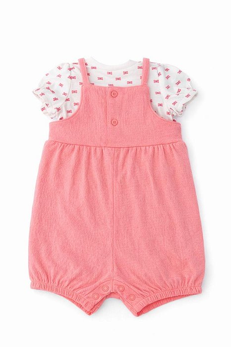 CONJ 2 PÇS MENINA CARTERS JARDINEIRA ROSA CAMISETA BORBOLETA
