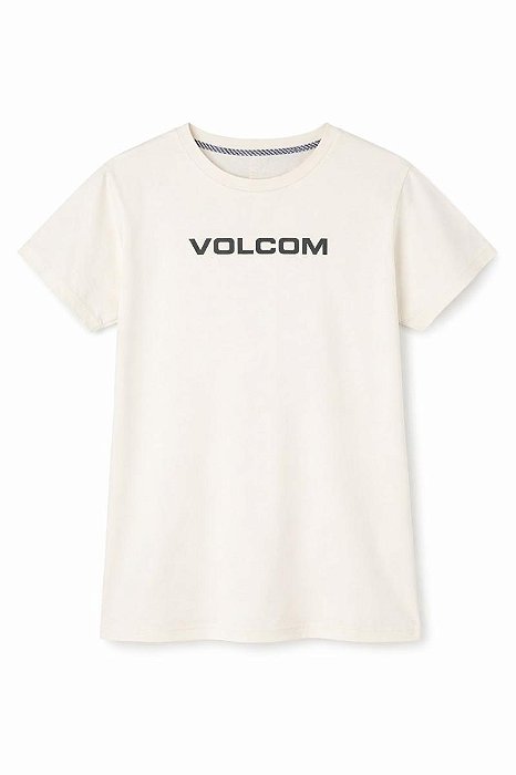 CAMISETA VOLCOM BEGE LOGO PRETA