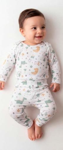 CONJUNTO DADOMILE 2 PÇS BODY E CALÇA VERDE DINO MODAL