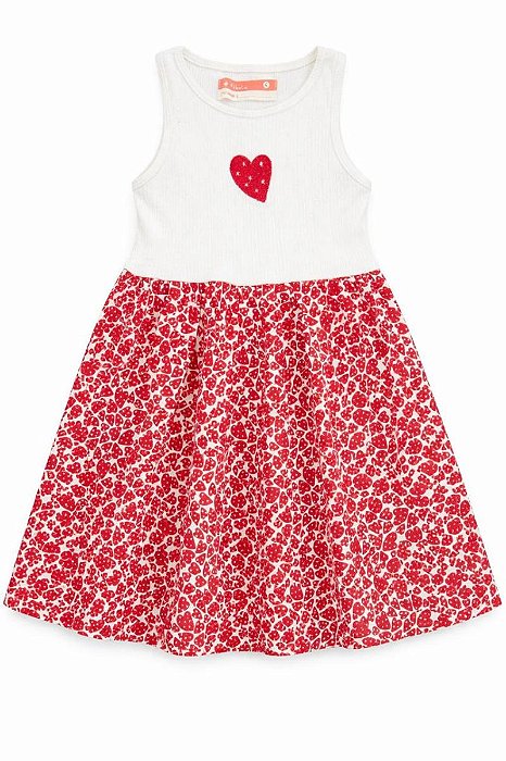 VESTIDO INFANTIL FABULA VERMELHO CORAÇÃO