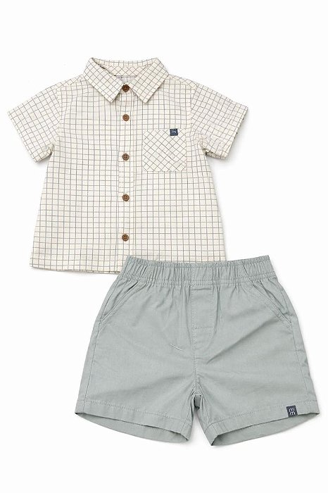 CONJ 2 PÇS MENINO MODERN MOMENTS CAMISA XADREZ VERDE