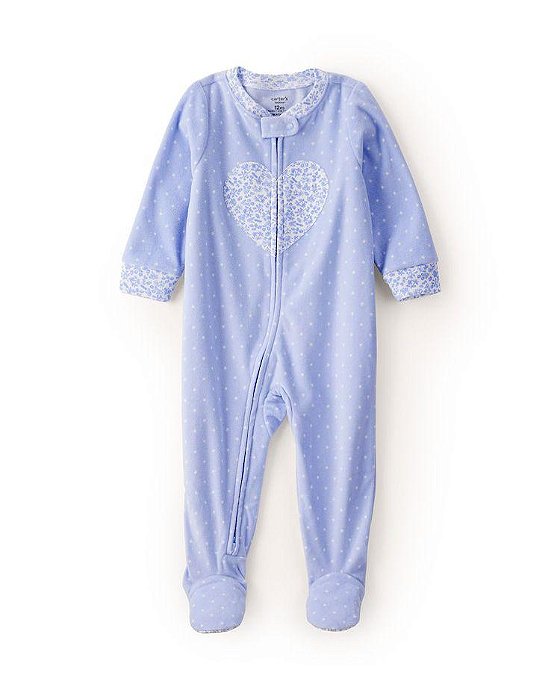 MACACAO FLEECE MENINA CARTERS AZUL CORAÇÃO