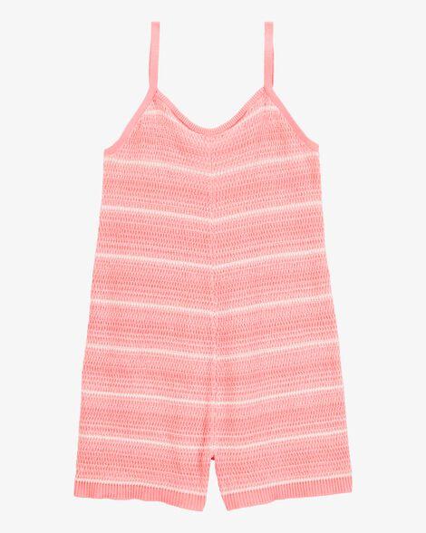 MACAQUINHO MENINA OSHKOSH CROCHE ROSA LISTRAS