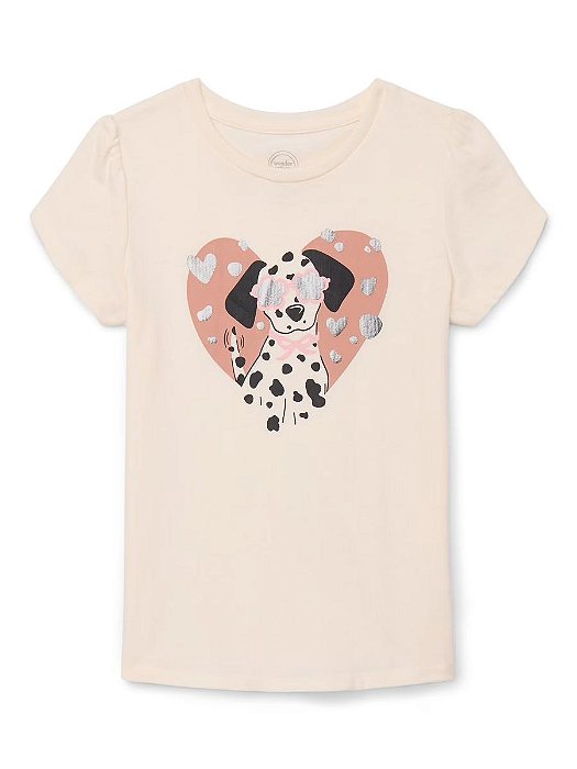 CAMISETA MENINA WONDER NATION OFF CACHORRO CORAÇÃO